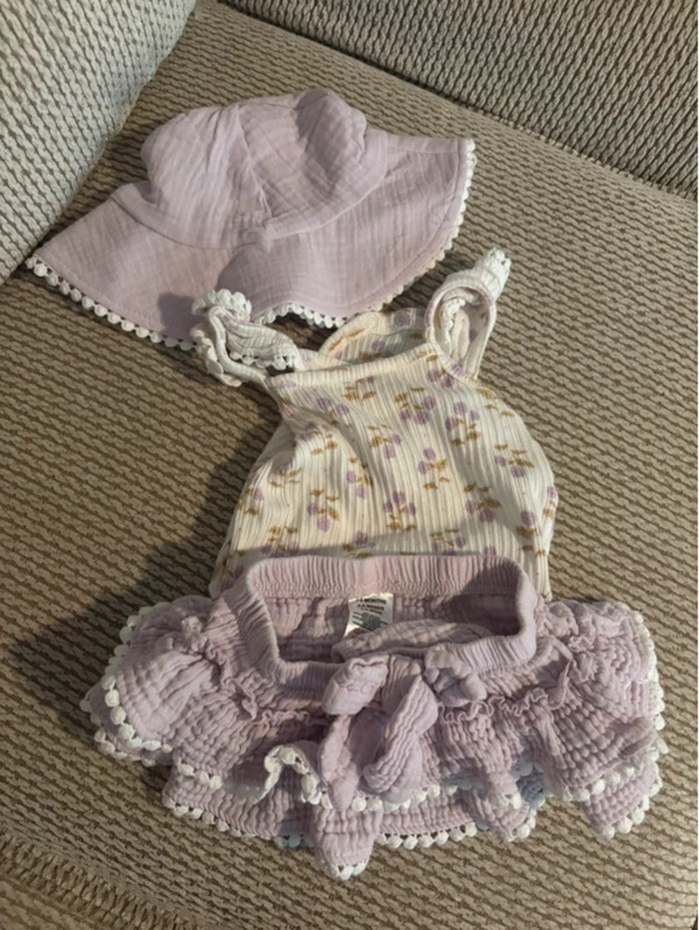 Catherine Malandrino Baby Infant Girl Outfit Set Floral Lavender